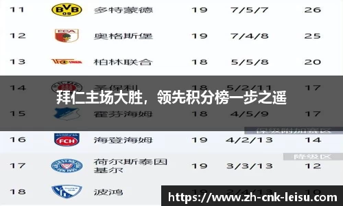 拜仁主场大胜，领先积分榜一步之遥