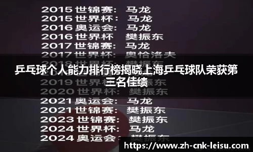 乒乓球个人能力排行榜揭晓上海乒乓球队荣获第三名佳绩